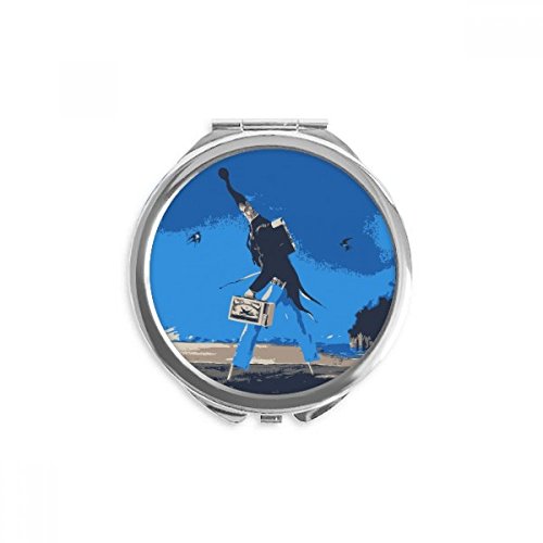 Miroir de poche dessin animé bleu portable pour maquillage quotidien