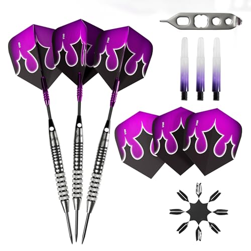 Viper Shot King Steel Tip Darts, 80% Tungsten Darts Metal Tip Dart Set for Bristle Dart Board, Carbon Fiber Shafts, Includes Nomad Case and Accessories