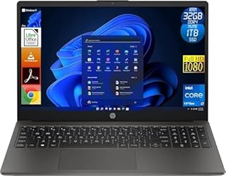 HP Notebook 250 G10, CPU Intel Core i7 13Th Gen, 32GB Ram DDR4, 1TB (1000GB) NVMe SSD, Windows 11 Pro, Display Laptop 15.6" Full HD, Portatile Pronto all'Uso