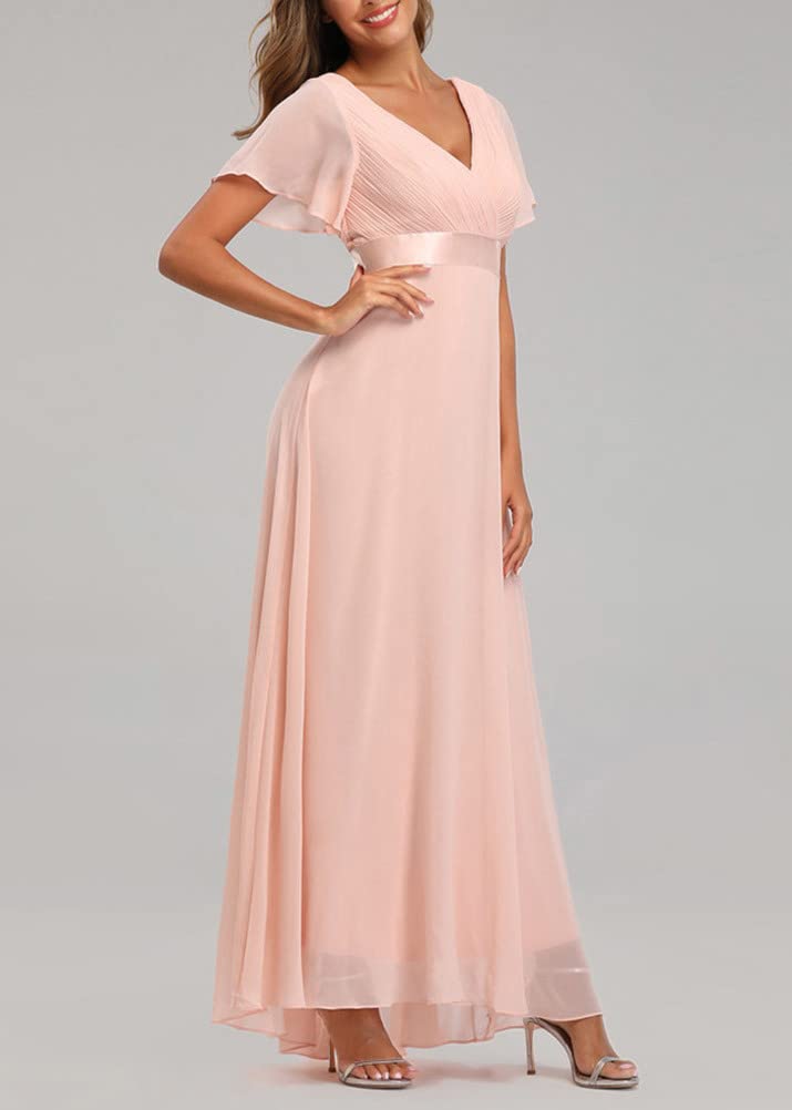 ORANDESIGNE Damen Abendkleid A-Linie Spitze Kurzarm Partykleid Spitzenkleid Brautjungfer Elegant Party Langes Kleid Cocktailkleid Chiffon Abendkleid Cocktailkleid Sommerkleid
