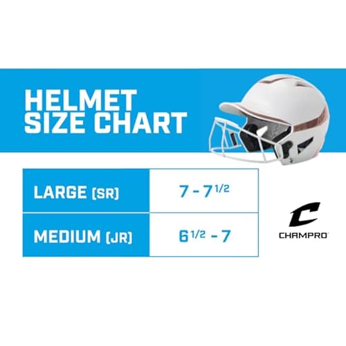 Champro Rise Pro Girls Softball Batting Helmet With Face Guard - Girls Softball Helmets - Bio Fresh/Dri-Gear Moisture Wicking Pad Liner - White/Rose Gold, Junior #TOP6
