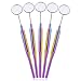 MuskalMed 5 PC Dental Mouth Mirror #5 Front Surface Rhodium Coated Mirror with Multi Rainbow Mirror Handle Hollow Handle Cone Socket 9.5mm Stainless Steel Dental Mouth Mirror for Dentist Tool DN-2416