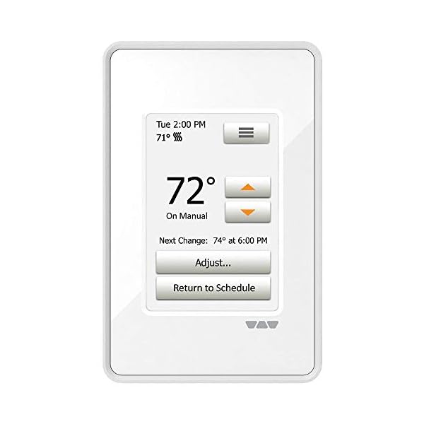 Schluter Ditra-Heat-E-RT Thermostat with Built-in Ground Fault Circuit Interrupter – Ideal for Home Floor Heating – Programmable Touchscreen, Energy Tracking, 3.5″ Display – DHERT102/BW