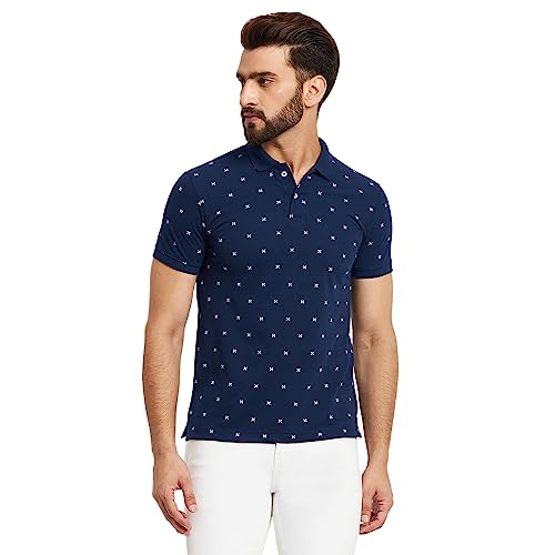 Image of Men's Cotton Half Sleeves Printed Polo T-shirt-POLO105