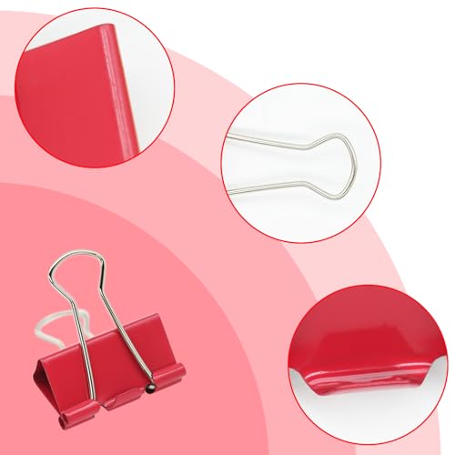 Ykimok 12 Pcs Medium Binder Clips, 1.25 inches(32mm), Paper Clamps Medium Size for Office Supplies, 3 Vibrant Colors - Thumbnail 6