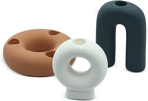 Koyal Wholesale Portavelas decorativos geométricos modernos de cerámica, juego de 3, decoración del hogar, centro de mesa de boda, sala de estar,