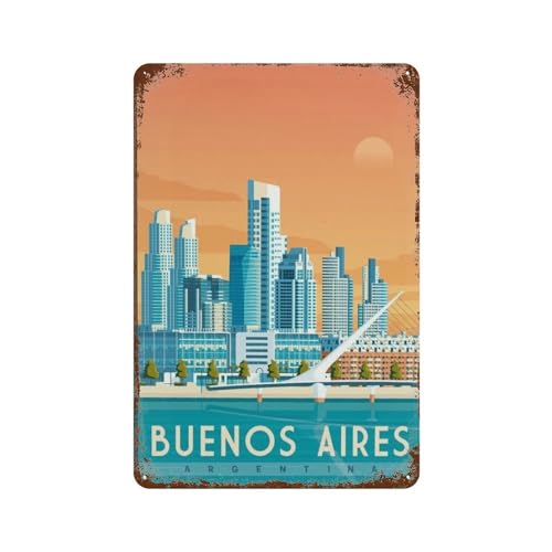 DBKGHIEDHG Placa de metal vintage para decoración de pared, Argentina Buenos Aires, letrero de estaño Farmhousenostalgic para el hogar, cocina, pub, bar, decoración de pared (30 x 40 cm, 30 x 40 cm)
