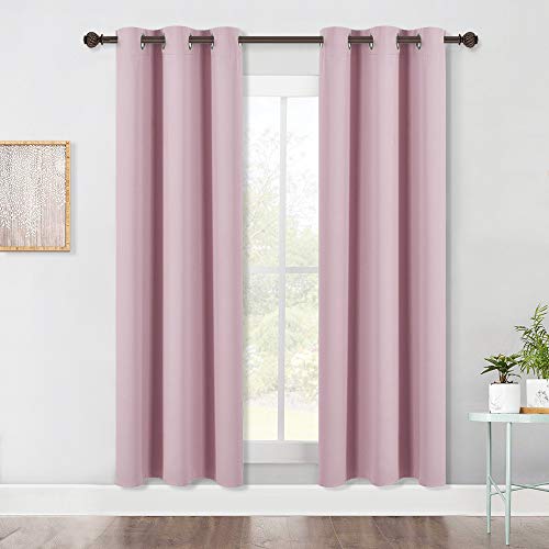 NICETOWN Room Darkening Curtains for Girls Room, Nursery Essential Thermal Insulated Blackout Draperies/Drapes (Baby Pink=Lavender Pink, 1 Pair, 42 x