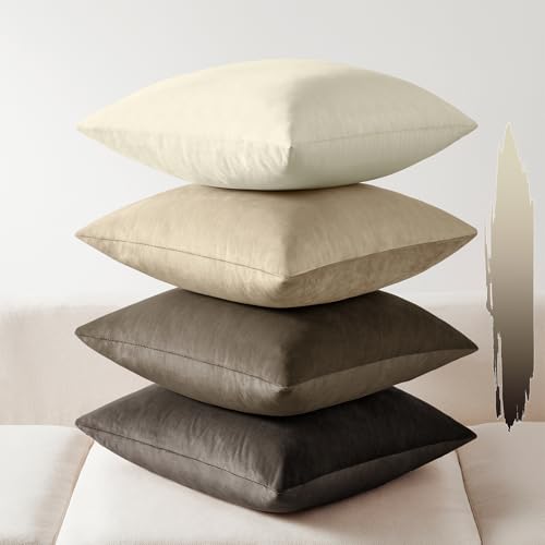 Softalker Throw Pillow Covers Set of 4, Velvet Soft Solid