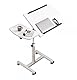 Beweglicher Computerarbeitsplätze, Laptoptisch, Klapptisch für Sofa, höhenverstellbar, 63–110 cm, Stehpult mit Tablett, rollbar, neigbar, Nachttisch, für Wohnzimmer, Schlafzimmer (Farbe: Weiß)