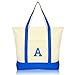 DALIX Initial Tote Bag Personalized Monogram Royal Blue Zippered Top Letter - A