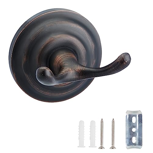 Amazon Basics Zinc Traditional Round Bathroom Towel and Robe Hook, Oil Rubbed Bronze | Traditional, Round, Bathroom