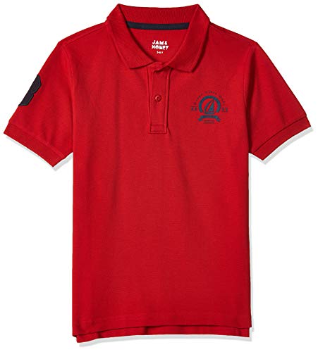 Image of Amazon Brand - Jam & Honey T Shirts for Boys | Regular Fit Solid Print Boys Polo | 100% Cotton Half Sleeves Boys Tshirt
