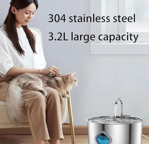Fuente de agua para gatos y perros acero inoxidable 3.2l miniatura 7