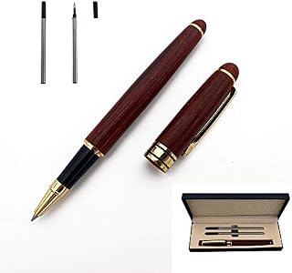 Accod High-grade Redwood Ballpoint Pen Signature Pen Wooden Ballpoint Pen with Two Replaceable Refills Nice Gift for Business Partner,Colleagues and Friend-Gift Box