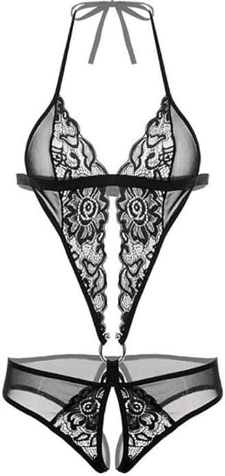 Deep V Sexy Lingerie for Women One Piece Lace Bodysuit Babydoll Teddy Cutout Strappy Nightwear