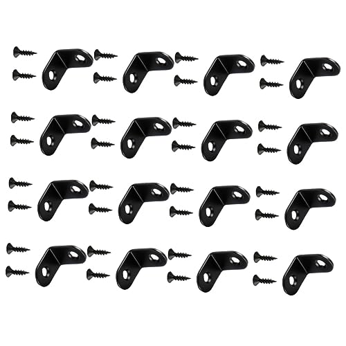 KICHOUSE 16pcs Corner Support 90° Corner Bracket Stainless Steel L-Shaped Corner Brace L-Shaped Corner Bracket Black
