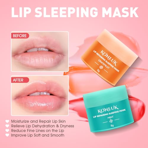 KONEUK 24 Pack Lip Sleeping Mask Gifts Set for Women, Bulk Lip Mask Overnight, Hydrate and Nourish Lip Masks With Vitamin C and Coconut Oil for Dry Lips, Lip Balm for and Spa Party Gifts
