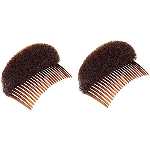 2PCS Hair Clip with Sponge Base Inserts, Bump It Up Pads, Bun Maker, Styling Accessories, Charming Comb Braid Tool (Brown) Cover