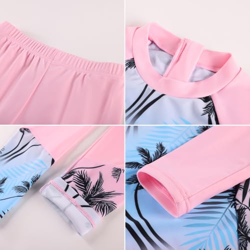 Image of GRACE KARIN Girls Long Sleeve Swimsuit Mermaid Bathing Suit Rash Guard Swimwear 4 Piece Size 5-12