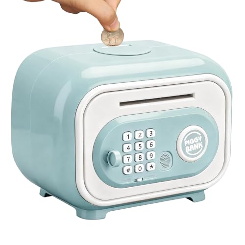 Banco eléctrico, Juguete de Ahorro Inteligente, cajero automático para niños, de Monedas electrónica, Fuerte con contraseña de Huellas Dactilares, Contador de Dinero Interactivo, Juego de ah