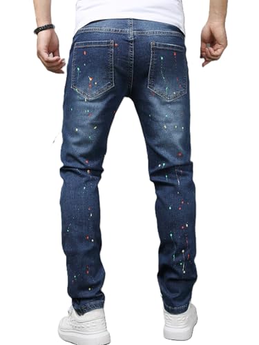 Men's Stretch Distressed Destroyed Jeans Ripped Skinny Slim Fit Straight Leg Fashion Cargo Denim Pants3