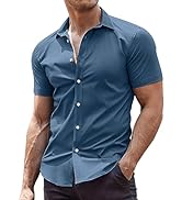 COOFANDY Men's Muscle Fit Dress Shirts Wrinkle-Free Short Sleeve Casual Button Down Shirt