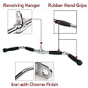 AH Zigzag Handle Gym with Rubberised Grip | Curl Bar, Steel Chrome | Triceps & Biceps Handle gallery image