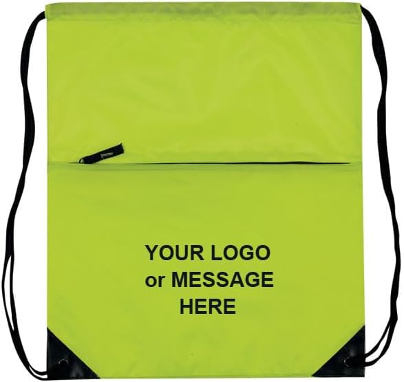 25-Qty Customized All Purpose Drawstring Backpacks - Bulk Promotional Bags with Your Logo or Message