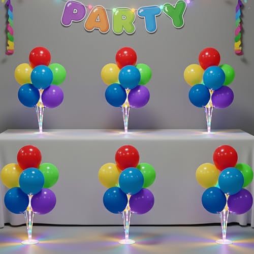 Image of Lightsfever 6 Sets LED Light Up Balloon Stand Kits for Table Centerpieces