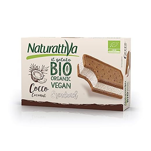 Naturattiva Sándwich Helado Vegetal a Base de Coco, 8 x 40g (Congelado)