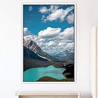 Framed Canvas Mountain Lake View Global Landscape Mountain Multicolor Photography Relax/Calm - 16x24 inches
