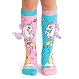 Bibalabili Crazy Socks for Kids - Cute Girls Knee High Silly Socks Fun Madmia Style Colorful Cute Animal Knee High Socks (Cute Unicorn)