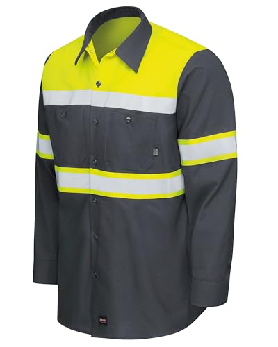 Image of Red Kap Men's Hi-vis Ls Colorblock Ripstop Work Shirt-Type O, Class 1