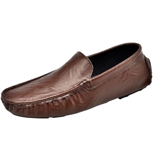 Mens Loafers Slip On Driving Shoes Moc Toe PU Leather Lightweight Comfortable Casual Flat Heel Fashion Shoes