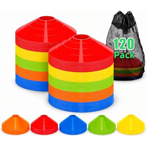 60/120 Pack Agile Soccer Cones with Portable Bags & Brackets,Sports Cones,cones for sports training，soccer cones for training，soccer training equipment，Agile Soccer Cones Used for Football Training