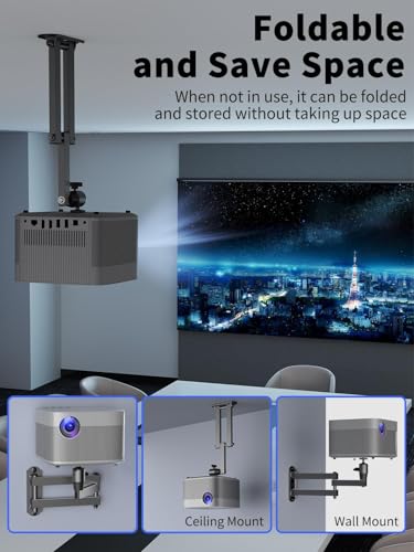 Image of suptek Universal Foldable Projector Wall Mount - Adjustable Bracket for Projectors, Compatible with 1 /4 inch, M4 & M6 Screws, Heavy-Duty & Space-Saving Design, Black, MA1330YTPRO