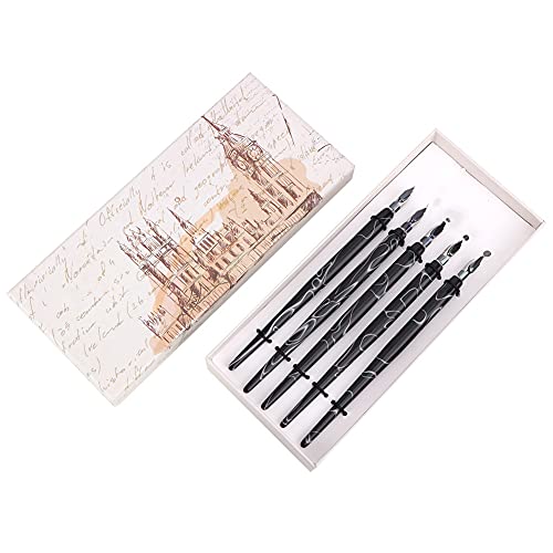 KIMISS Set of 5 Acrylic Fountain Pens with Round Nib, Dip Pen Set for Manga Drawing, Art Painting Supplies for Anime Hobbyists (#4)