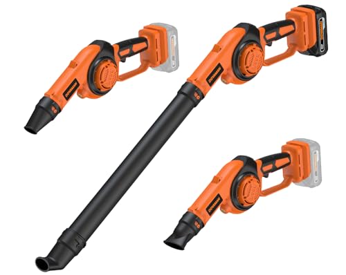 DOVAMAN LE20 Soplador de Hojas, Inalámbrico 3 en 1, 288 km/h, 3 Velocidades, 800g, Batería de 20V con Cargador Rápido, Luz LED, 3 Boquillas, Ideal para Jardín, Patio y Limpieza de Hojas y Polvo