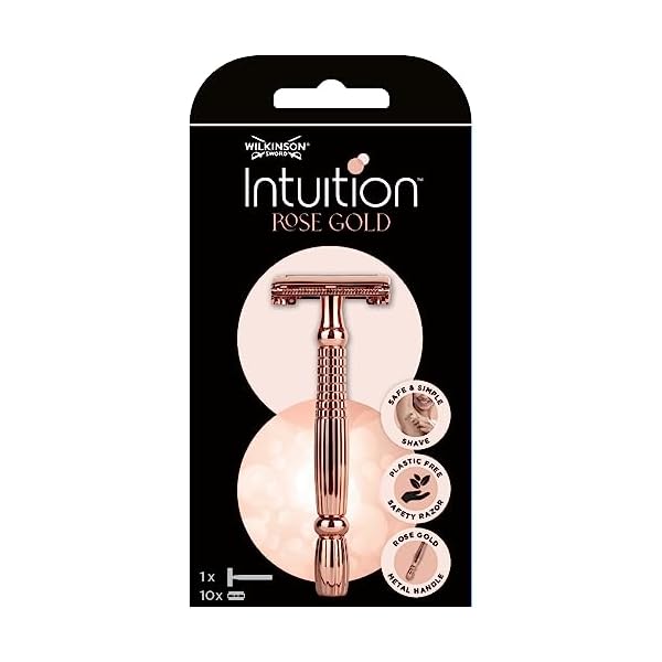 Wilkinson Sword Intuition Rose Gold Rasierhobel für Frauen – Plastikfreie Rasur mit Butterfly Öffnung