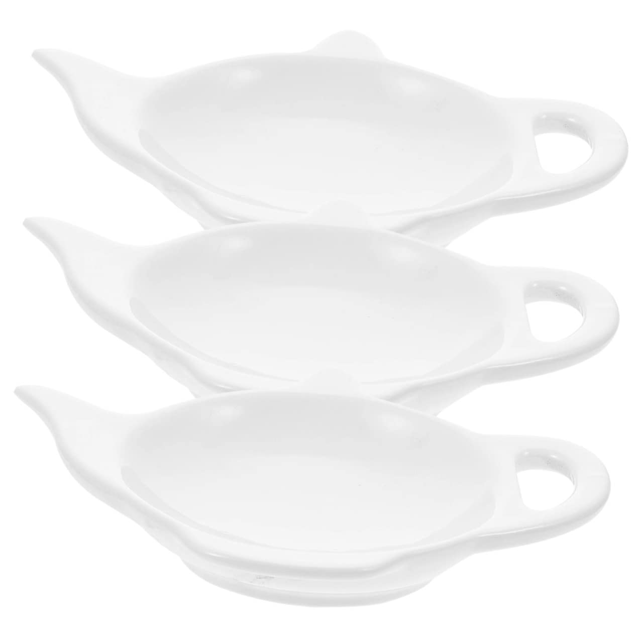 JECOMPRIS 3Pcs Teapot Shape Ceramic Teabag Organizer Practical Tea Bag Rest Coaster Easy to Clean for Home Hotel Tearooms Beautiful Design for Desserts Seasonings