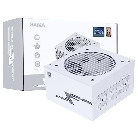 SAMA 1000W Computer Power Supply Fully Modular EPS 12V/ATX 12V 80PLUS Gold Certified Active PFC ATX Power Supply Low Noise FDB Fan PCIe 5.0 Compliant Japanese 105°C Rated Capacitors Cover
