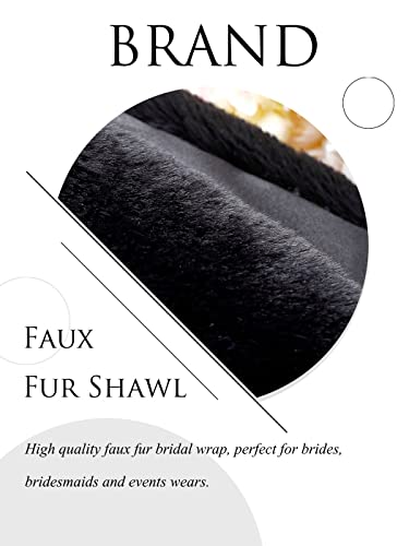 Bounzhi Women 's Wedding Faux Fur Shawl Wraps Bridal Wedding Scarf Stoles Faux Fur with brooch for Bride and Bridesmaids2