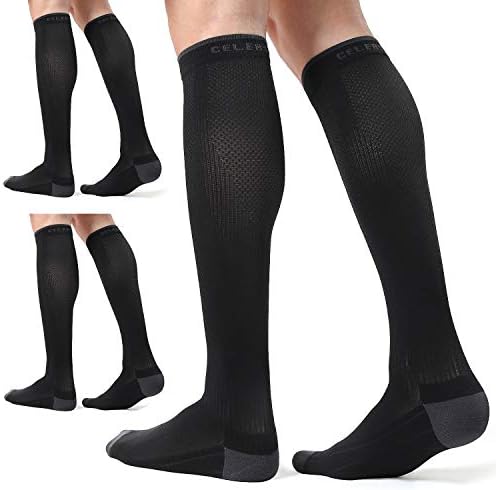 CS CELERSPORT 3 Paar Kompressionssocken Damen Herren 20-30 mmHg Kniestrümpfe, Kompressionsstrümpfe für Förderung der Blutzirkulation, Muskelunterstützung, Atmungsaktiv