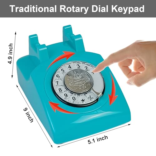 Image of TelPal Retro Corded Landline Phone Antique Vintage Phone with Old Fashion Rotary Dial Keypad, Decorative Classic 80s Phone for Gift