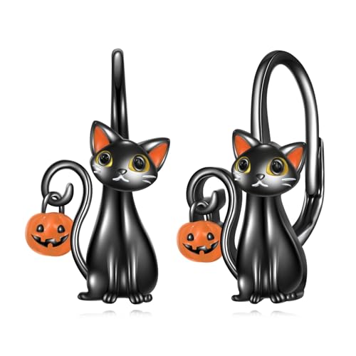 Pendientes de aro de plata de ley con diseño de panda/gato/mapache, aretes de aro con cierre de palanca, regalos de joyería para mujeres y niñas, 18mm, Plata de ley, Sin piedra preciosa