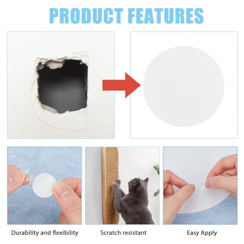 SUPERFINDINGS 8 Stück Flache Leere Kunststoffplatte 18cm Runde Wandlochabdeckung Mit 60 Stück Doppelseitigem Klebeband Staubdichte Flache Runde Mattierte Blindplatte
