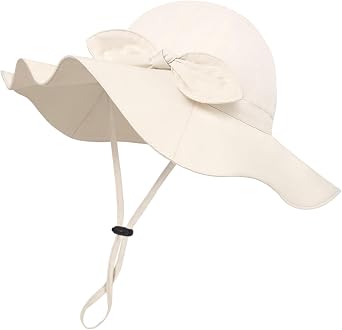 Baby Girl Sun Hat with UPF 50+ Outdoor Adjustable Beach Hat with Wide Brim Bucket Hats