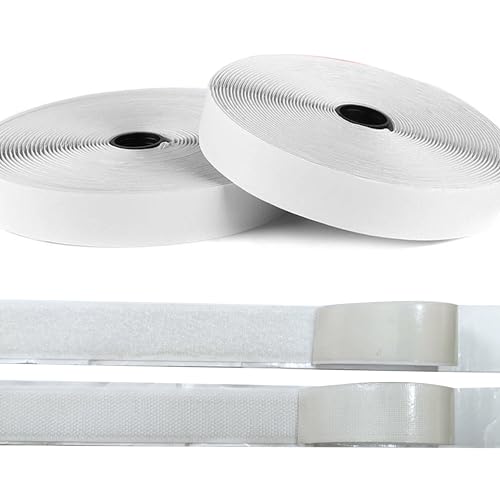 3/4 Inch Wide Hook and Loop Tape with Heavy Duty Adhesive, Nylon Self Adhesive Fastener Strips for Home School Office Car and Crafting Organization (White, 15 Feet)