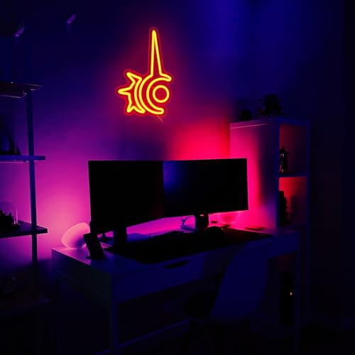 Image of Gaming Red Mage Neon Sign for Wall Decor, Size 13.7 inch x 9 inch, Line Length 75 inch, Dimmable, USB Powered, Red, Neon Light for Bedroom, Game Room, Cave Man, Birthday Decorations